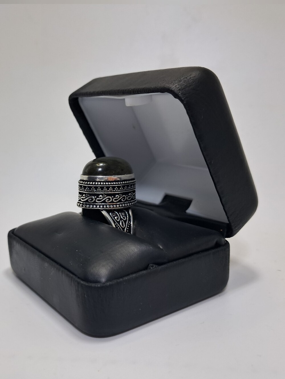 Vintage Turkish 925 Sterling Silver Labradorite Statement Ring Size 8.5 - Picture 3 of 6